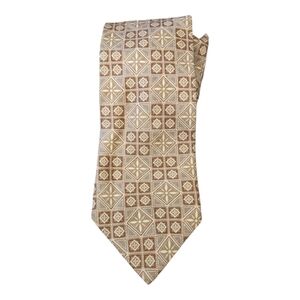 Vintage Club Room 100% Silk Tie Made in Italy Brown Geometric Diamond Necktie
